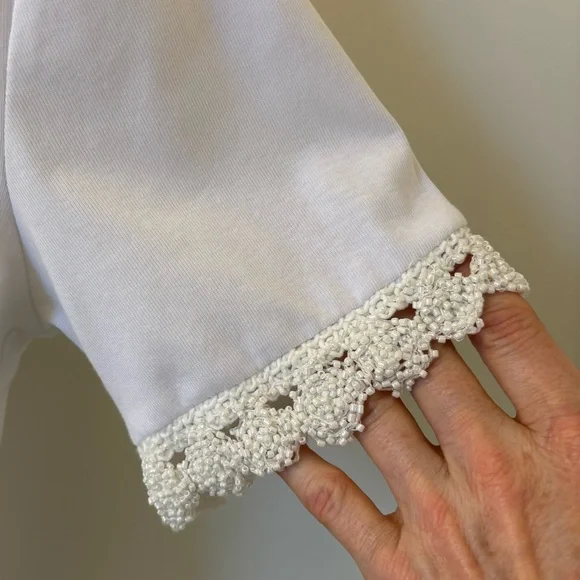 ZARA white Tshirt with pearl detail, Sz XL. - Picture 4 of 10